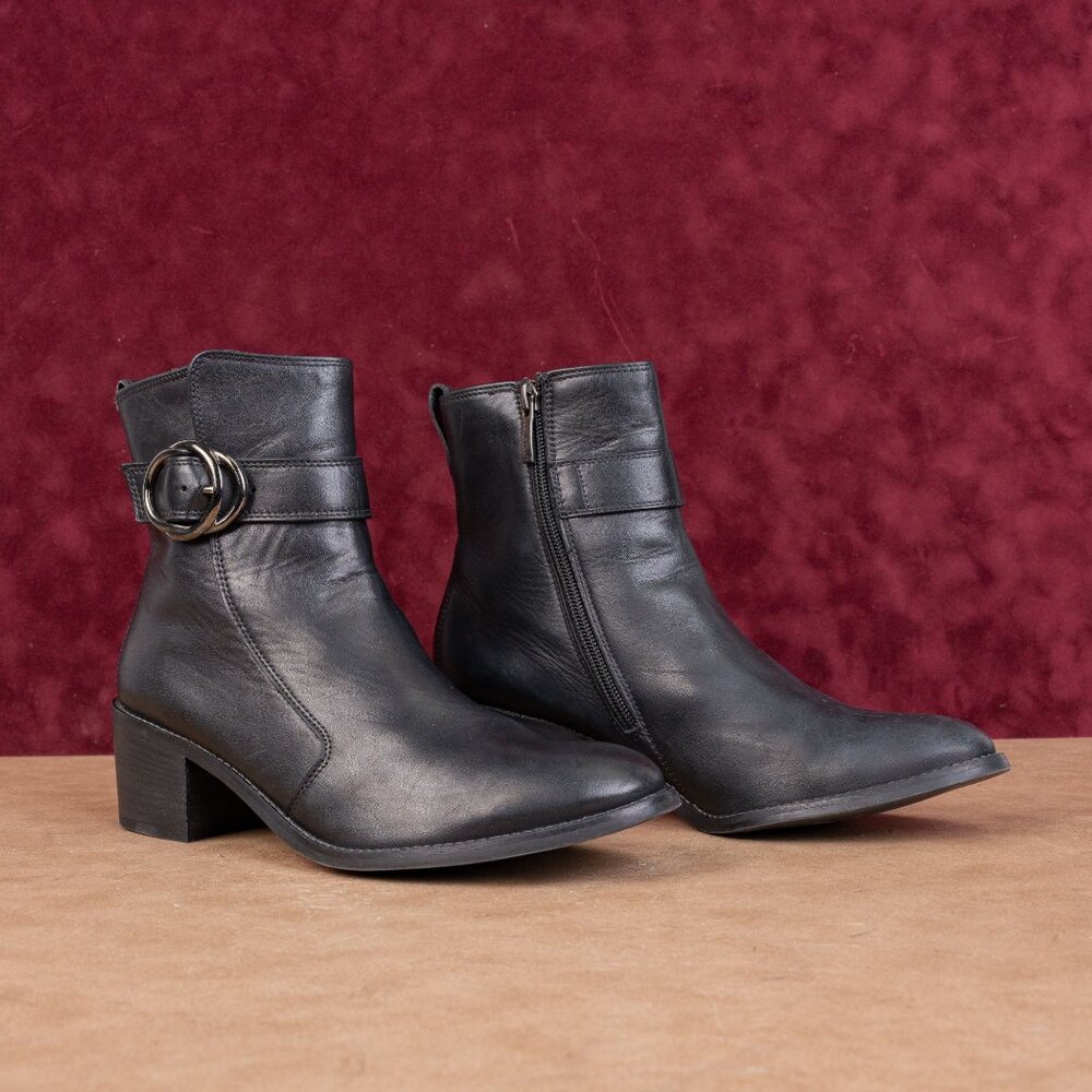 Paul Green Women Vanessa Black Leather Fashion Dress Ankle Boots sz 8.5US UK6